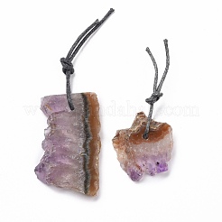 ラフな生の天然アメジスト スライス ペンダント  ナゲット  28~44x26~31x5.5~6mm  穴：2mm&nbsp;G-K324-02