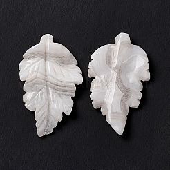 天然石クレイジーアゲートペンダント  葉のチャーム  41.5x25~26x5mm  穴：0.8mm&nbsp;G-I336-01-26