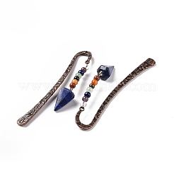 天然ラピスラズリのブックマーク  ラックメッキ合金フックブックマーク  カドミウムフリー＆鉛フリー  125x20mm&nbsp;AJEW-C025-01E