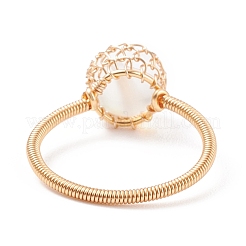 5Pcs 5 Style Natural & Synthetic Mixed Stone Round Ball Braided Finger Rings&nbsp;RJEW-TA00039