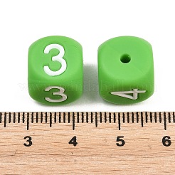 食品グレードの環境に優しいシリコーンビーズ  サイコロ  ミディアムスプリンググリーン  12x12x12mm  穴：2mm&nbsp;SIL-B079-10C