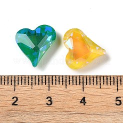 ガラスラインストーンカボション  ポイントバック  多面カット  ハート  ミックスカラー  13x12x4.4mm&nbsp;GLAA-K069-13B