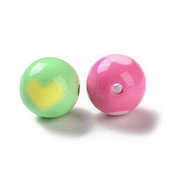 ツートンの不透明アクリルビーズ  ラウンド  ハート  15.5mm  穴：2.8mm&nbsp;X-SACR-I005-07C