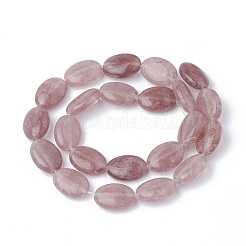 天然石ストロベリークォーツビーズ連売り  オーバル  18~18.5x13x6mm  穴：1mm  約22個/連  15.7インチ&nbsp;G-S292-31