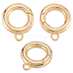 真鍮スプリングゲート留め具6個  リング  18KGP本金メッキ  13.5x11x2.5mm  穴：1.6mm&nbsp;KK-SC0006-42G-01