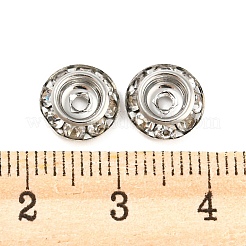 真鍮クリスタルラインストーンビーズ  カドミウムフリー＆鉛フリー  フラットラウンド  プラチナ  9x2.5mm  穴：1.6~2mm&nbsp;RB-F035-06A-P