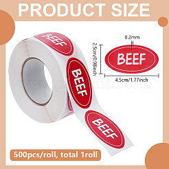 粘着ステッカー肉ラベル  封筒用  バブルメーラーとバッグ  ワード模様の楕円形  レッド  25x45x0.2mm  500PCS /ロール&nbsp;DIY-WH0308-745A