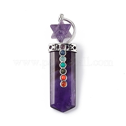 Chakra Themed Natural Amethyst Big Pendants&nbsp;G-L524-12P-04