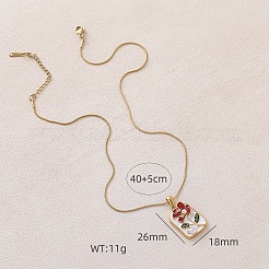 Vintage 304 Stainless Steel Enamel Flower Pendant Necklaces with Imitation Pearl for Women&nbsp;CU9573