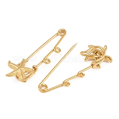 Starfish 304 Stainless Steel Safety Pins Brooch Findings&nbsp;SA-CBA098D-16H-G02