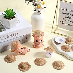 ミニ麦わら帽子  人形の編み物帽子  編み込みキャップ DIY クラフト クリスマス コスチューム アクセサリー 長方形 ビニール袋付き  ダークチソウ  49.5~50x14~16mm  40pc&nbsp;DIY-SC0027-32B