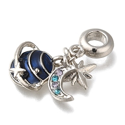 Rack Plating Alloy Enamel European Dangle Charms&nbsp;PALLOY-A009-18P