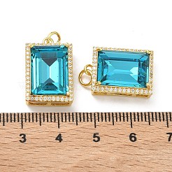 真鍮製マイクロパヴェキュービックジルコニアペンダント  ガラスと  カドミウムフリー＆鉛フリー  長持ちメッキ  ラックめっき  長方形チャーム  18KGP本金メッキ  19.5x13x8.5mm  丸カン：5x0.8ミリ  内径：3mm&nbsp;KK-C252-02E-G