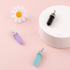 3Pcs 3 Colors Imitation Jade Glass Pointed Pendants&nbsp;GLAA-FS0001-04