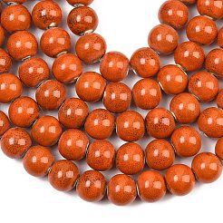 Handmade Fancy Antique Glazed Porcelain Ceramic Round Beads Strands&nbsp;PORC-L019-13mm-03