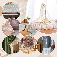 15ヤードのコットン刺繍フラワーレースリボン  服飾材料  ホワイト  5-1/8インチ（130mm）  約15.00ヤード（13.72m）/ pc&nbsp;OCOR-WH0086-91A