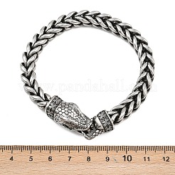 316サージカルステンレススチールリンクブレスレット  ヘビ  アンティークシルバー＆ステンレス鋼の色  8-1/2x1/4インチ（21.5x0.8cm）&nbsp;BJEW-C125-13