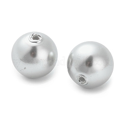 ベーキングペイント パール加工ガラスパールラウンドビーズ  銀  10mm  穴：1.2mm&nbsp;X-HY-Q001-02A-04