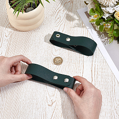 PUレザー製馬鞭収納ストラップ  合金ボタンで  ダークシーグリーン  365x30x6.3mm&nbsp;FIND-GF0009-73A