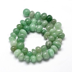 天然の緑のアベンチュリン宝石のナゲットは、連売りをビーズ  タンブルストーン  6~10x9~12x8~10mm  穴：1mm  約15.3インチ〜15.7インチ&nbsp;G-J337-46