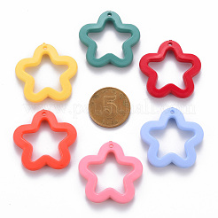 オペークアクリルパーツ  染め  花  ミックスカラー  29.5x30x5mm  穴：1.8mm  約340個/500g&nbsp;MACR-S373-24H