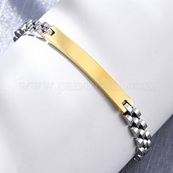 304ステンレススチールリンクチェーンブレスレット  女性用・男性用IDブレスレット  イオンプレーティング（ip）  ゴールデン·ステンレス鋼色  8-5/8x1/4インチ（21.8x0.6cm）&nbsp;BJEW-R018-21GP