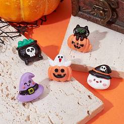 ハロウィンテーマ樹脂ブローチ  カボチャ/大釜/幽霊  ミックスカラー  24.5~26x22.5~26.5x7.5~10mm&nbsp;JEWB-BR00116