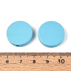 塗装天然ポプラ木ビーズ  フラットラウンド  ライトスカイブルー  20x5mm  穴：1.4mm&nbsp;X-WOOD-S045-063B-07
