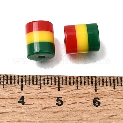 オペーク縞柄樹脂ビーズ  コラム  カラフル  9.5x8mm  穴：2mm&nbsp;RE-CBA0A57-13B