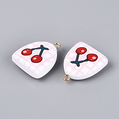 印刷されたアクリルパーツ  桜のチャームが付いたアーチ  真鍮のパーツと  ミスティローズ  25~26x20x8~9.5mm  穴：2mm&nbsp;OACR-T030-43A