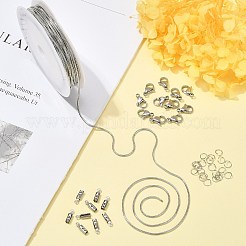DIY ラウンド スネーク チェーン ブレスレット ネックレス作成キット  304ステンレススチールチェーン、留め金、丸カン、エンドキャップを含む  ステンレス鋼色  チェーン：5m /セット&nbsp;CHS-CJ0001-32