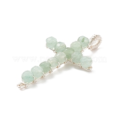 Natural Green Aventurine Faceted Round Beads Pendants&nbsp;PALLOY-TA00002-01