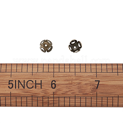アイアン製ビーズキャップ  4花びら  ニッケルフリー  アンティークブロンズ  8x5mm&nbsp;IFIN-TA0001-09AB-NF