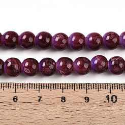 プリントガラスビーズ焼付塗装ガラスビーズ連売り  ラウンド  ツートン  サドルブラウン  7.5~8mm  穴：1.2mm  約80~82個/連  26.77~27.56インチ（68~70cm）&nbsp;DGLA-N008-8mm-04