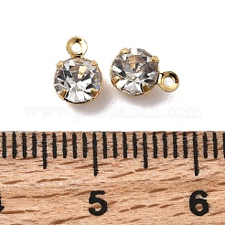 真鍮チャーム  ラウンドチャーム  ラインストーン付き  ニッケルフリー  18KGP本金メッキ  7x5x3.5mm  穴：0.9mm&nbsp;KK-D024-04D-G