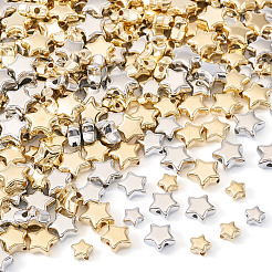 300 個 3 スタイル ccb プラスチックビーズ  スター  プラチナ·ゴールデン  6~10x6~10x3~4mm  穴：1.5mm  50個/カラー&nbsp;CCB-TA0001-16