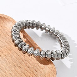 女性用304ステンレススチールストレッチバングル  ステンレス鋼色  3/8インチ（1.05cm）  内径：2インチ（5.1cm）&nbsp;LS-BJEW-P315-02D-P