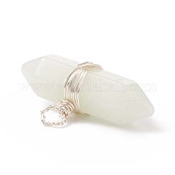蓄光ガラスチャーム  シルバートーンの銅線を巻いた  弾丸  銀  11x23x7mm  穴：1.6mm&nbsp;PALLOY-JF01802-01