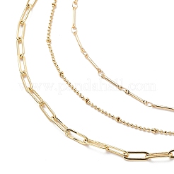 3Pcs 3 Style Brass Bar Link & Paperclip & Satellite Chain Necklaces Set for Men Women&nbsp;NJEW-JN04031