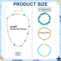Synthetic Turquoise Jewelry Earring & Necklace & Bracelet Sets&nbsp;SJEW-PH0001-19