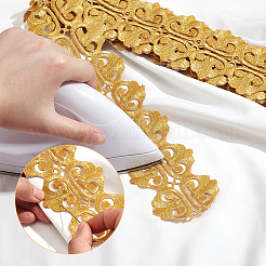 エスニック風ポリエステルメタリック糸刺繍リボン  ゴールド  3-1/8インチ（79mm）  約4.37ヤード（4m）/ pc&nbsp;OCOR-WH0045-17
