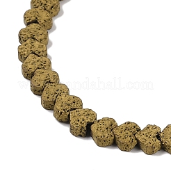 電気メッキされた天然溶岩岩ビーズ連売り  ハート  黄金メッキ  6x6.5x3mm  穴：1mm  約82個/連  16.14''（41センチメートル）&nbsp;G-Q1009-G01-02E