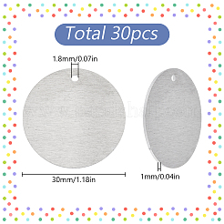アルミペンダント30個  フラットラウンド  プラチナ  30x1mm  穴：1.8mm&nbsp;FIND-SC0009-99