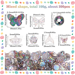 100gの樹脂チャームとビーズDIYジュエリー製作キット  混合図形  ブラック  8.5~26x6.5~30x2~7mm  穴：1.5mm&nbsp;OHAR-SC0003-01A