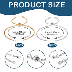 4Pcs 2 Colors 2.5MM 304 Stainless Steel Curb Chain Slider Bracelet Making&nbsp;AJEW-TADJ00007