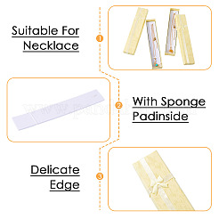 厚紙のネックレスのアクセサリー箱  ちょう結びリボン付き  長方形  ビスク  20x4.1x2.2cm&nbsp;CON-TAC0014-07E