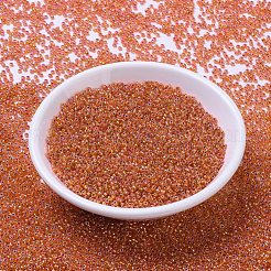 MIYUKIラウンドロカイユビーズ  日本製シードビーズ  11/0  （rr1008)シルバーライニングオレンジab  2x1.3mm  穴：0.8mm  約50000個/ポンド&nbsp;SEED-G007-RR1008