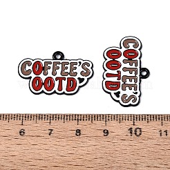 焼付塗装合金エナメルペンダント  ワードコーヒーのOOTDチャーム  ブラック  キャメル  17.5x28x1mm  穴：1.6mm&nbsp;PALLOY-T093-08