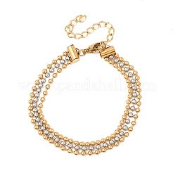 304ステンレススチールボールチェーンマルチ連ブレスレット  ゴールデン·ステンレス鋼色  6-1/2インチ（16.5cm）&nbsp;BJEW-C128-01A