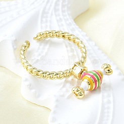 Brass Enamel Open Cuff Rings for Women&nbsp;RJEW-F179-08G-01
